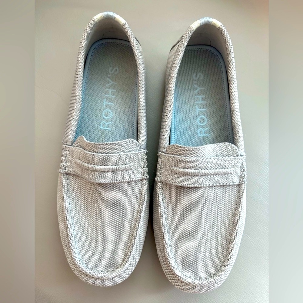 Rothy's Cream/Light grey The Driver Loafers